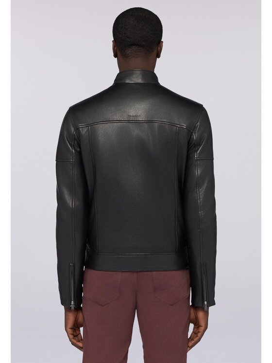 Trussardi Trussardi Kurtka skórzana R301M000004N033 Czarny Regular Fit