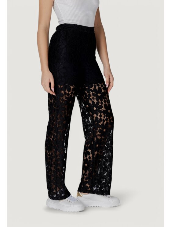 Desigual Desigual Spodnie palazzo PANT_LACELONG Czarny Long Fit