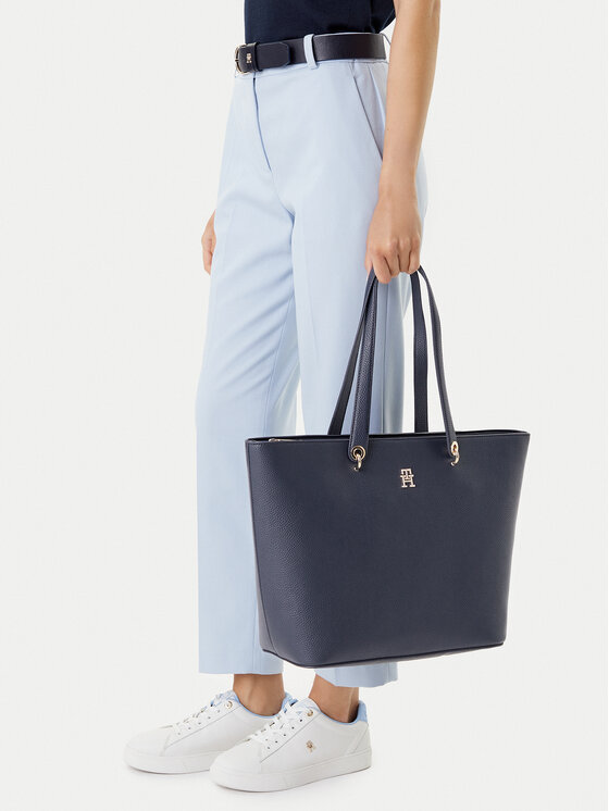 Tommy Hilfiger Tommy Hilfiger Handtasche Emblem Shopper AW0AW15178 Dunkelblau