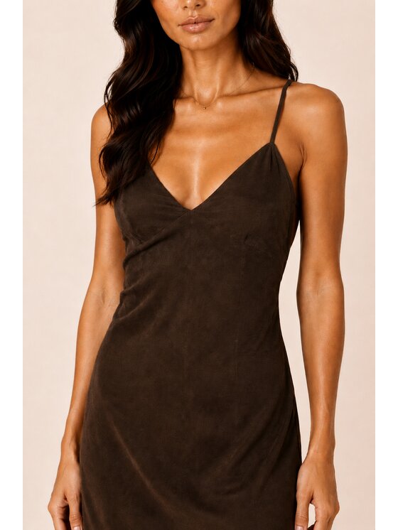 Hottie Hot Hottie Hot Sukienka letnia MARGARET cupro Brązowy Slim Fit