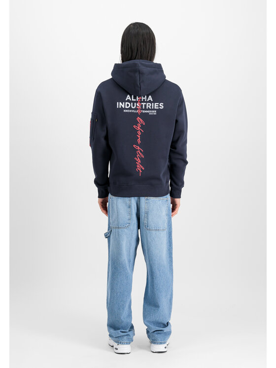 Alpha Industries Alpha Industries Bluza Signature Back Print Hoodie Błękitny Regular Fit