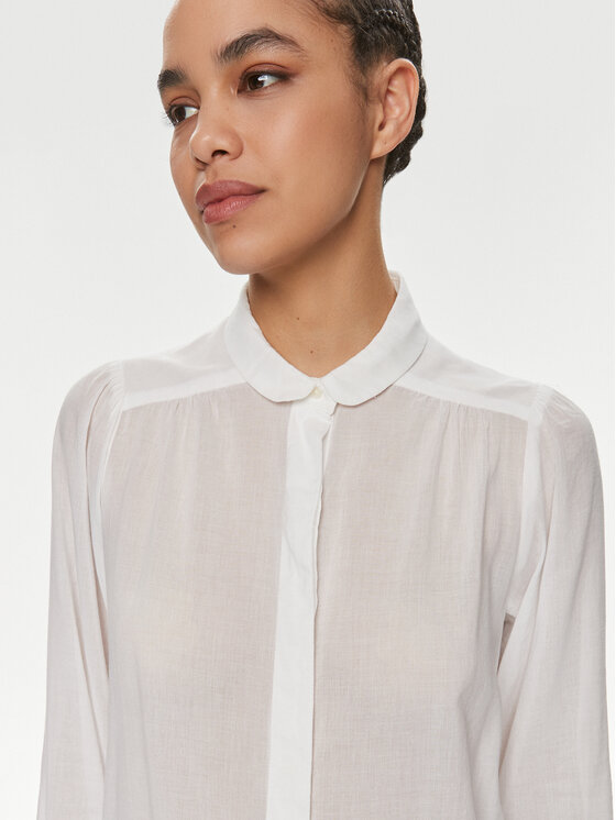 Lee Lee Риза Shirred 112351208 Бял Relaxed Fit