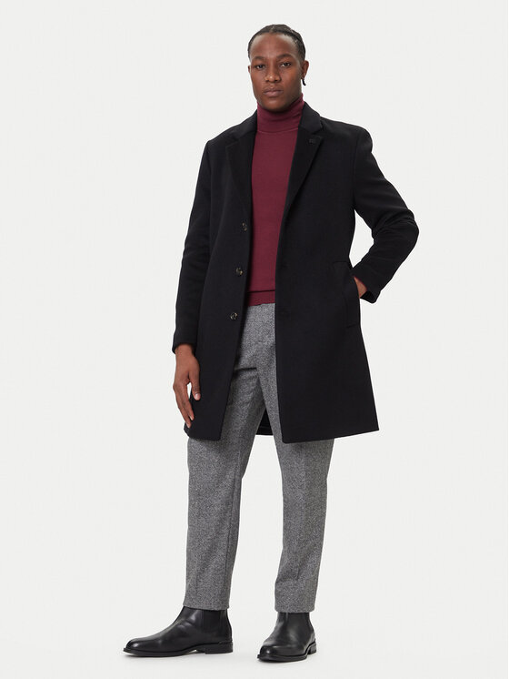Tommy Hilfiger Tommy Hilfiger Płaszcz wełniany MW0MW40768 Czarny Regular Fit