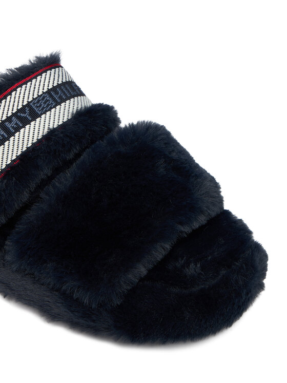 Tommy Hilfiger Tommy Hilfiger Bačkory Hilfiger Fur Slipper FW0FW08854 Tmavomodrá