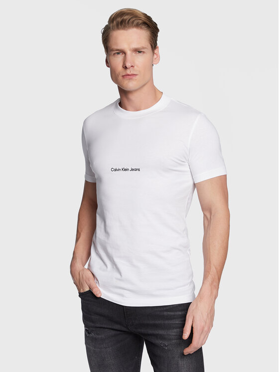 T-Shirt J30J322848 Calvin Fit Weiß Jeans Klein Slim