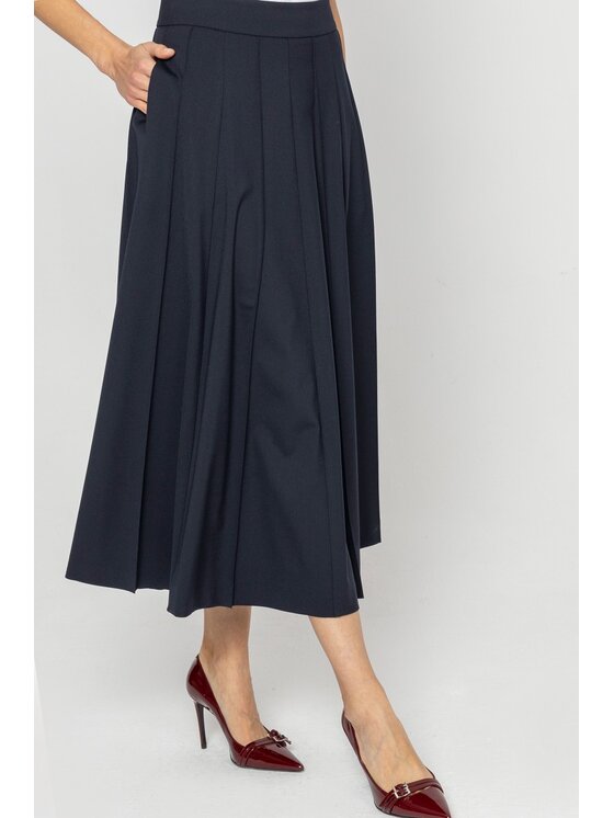 Deni Cler Milano Deni Cler Milano Spódnica midi W-DC-7062-D5-J1-59-1 Granatowy A-Line Fit