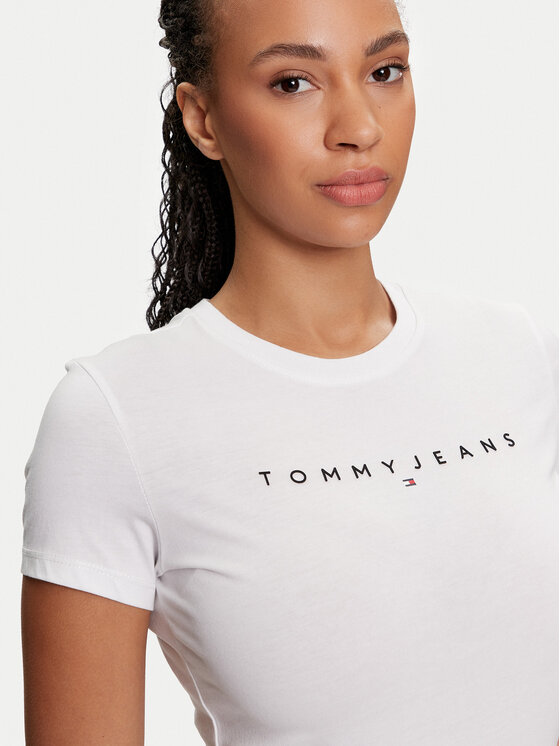 Tommy Jeans Tommy Jeans T-shirt Linear DW0DW18398 Bijela Slim Fit