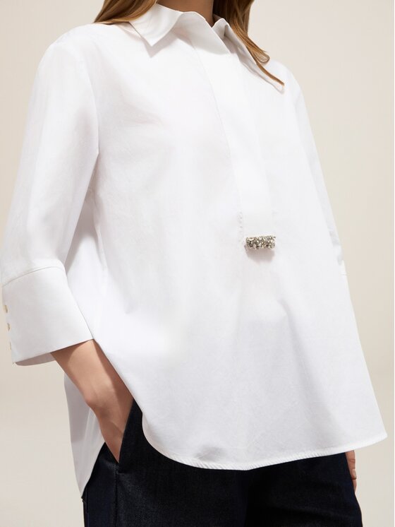 Oltre Oltre Blusa 2484J100724N011 Bianco Over Fit