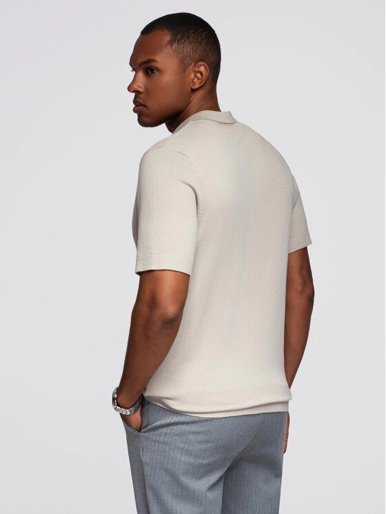 Ombre Ombre Polo OM-POSS-0159 Szary Slim Fit