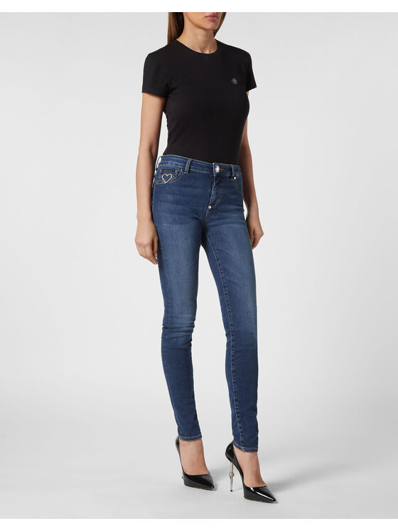 PHILIPP PLEIN PHILIPP PLEIN Jegginsy 9713 Błękitny Jegging Fit