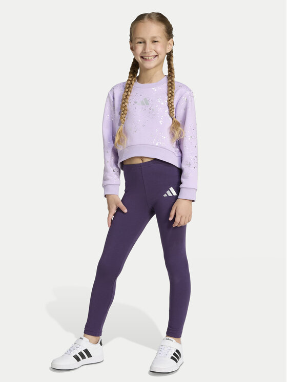 adidas adidas Komplektas: džemperis ir tamprės Little Girls Everyday Glam JW2421 Violetinė Regular Fit