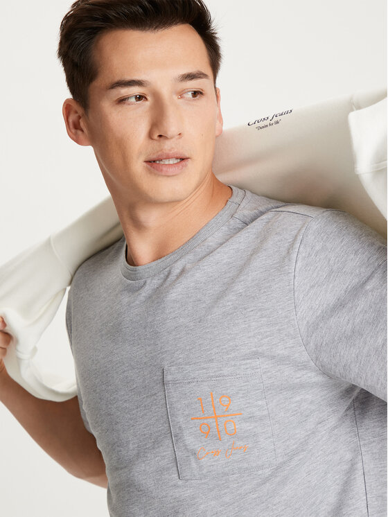 Cross Jeans Cross Jeans T-Shirt 15904-004 Szary Regular Fit