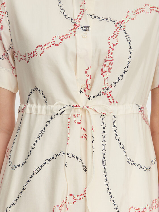 Tommy Hilfiger Tommy Hilfiger Rochie tip cămașă Voile WW0WW46009 Bej Regular Fit
