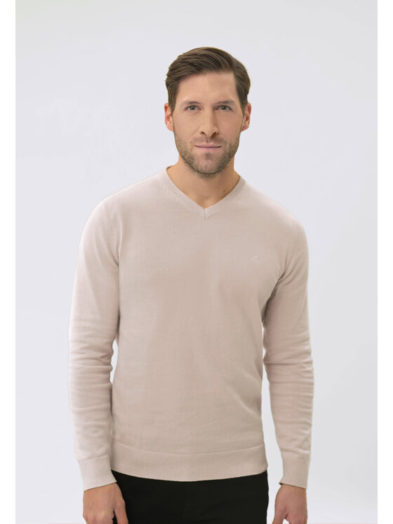 Volcano Volcano Sweter S-KLARO Beżowy Regular Fit