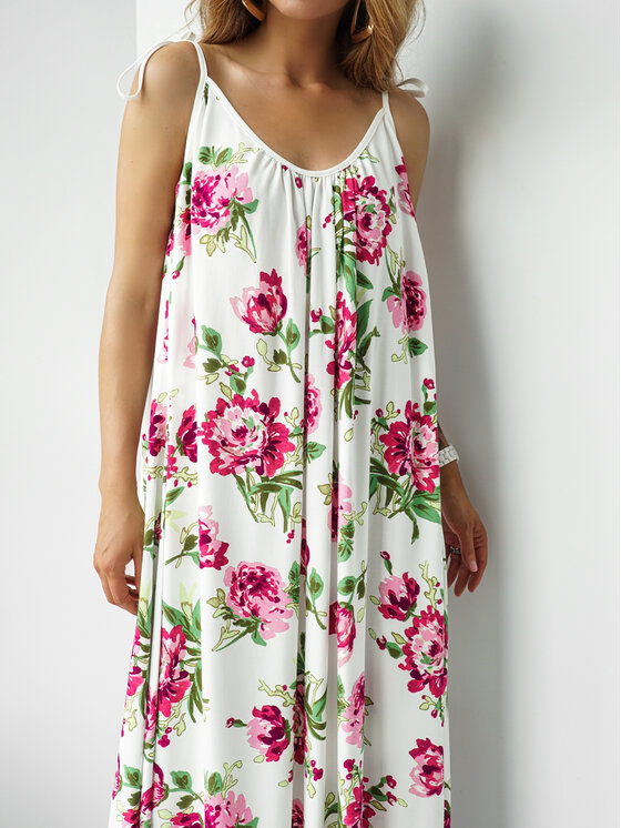 LilaLou LilaLou Sukienka letnia Gypsy Biały Oversize