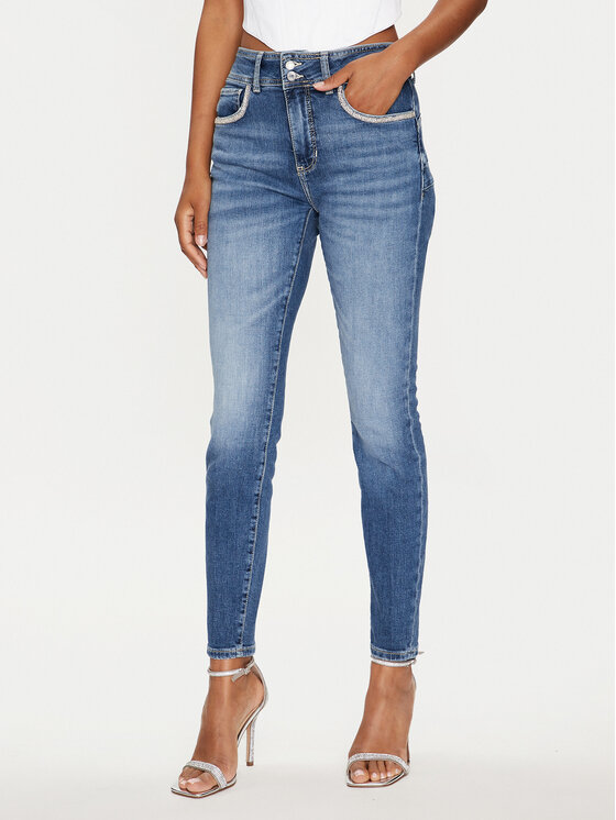 Guess Jeans hlače W4GA34 D5923 Modra Skinny Fit