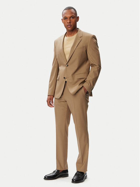 HUGO Costum Henry-Getlin253X 50567894 Bej închis Slim Fit