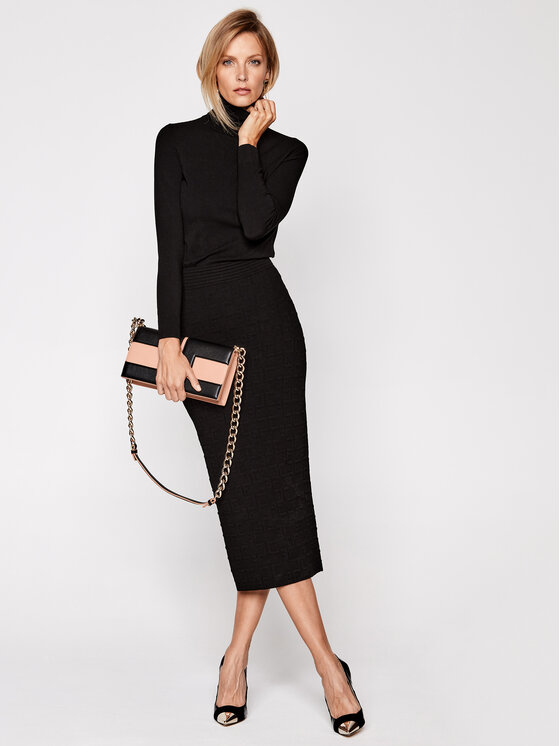 Elisabetta Franchi Elisabetta Franchi Trikotažinė suknelė AM-56Q-06E2-V499 Juoda Slim Fit