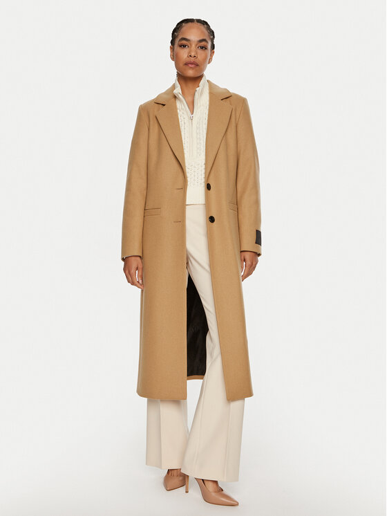 HUGO Hugo Wollmantel Mojeni 50526199 Beige Regular Fit
