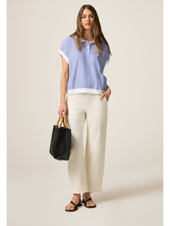 Oltre Oltre T-shirt G438J004255N0S1 Turchese Regular Fit