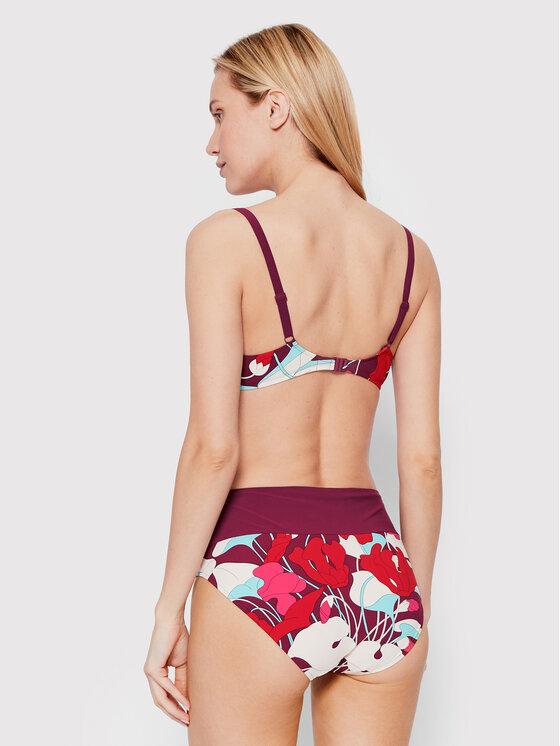 Plum and floral sales wrap bikini