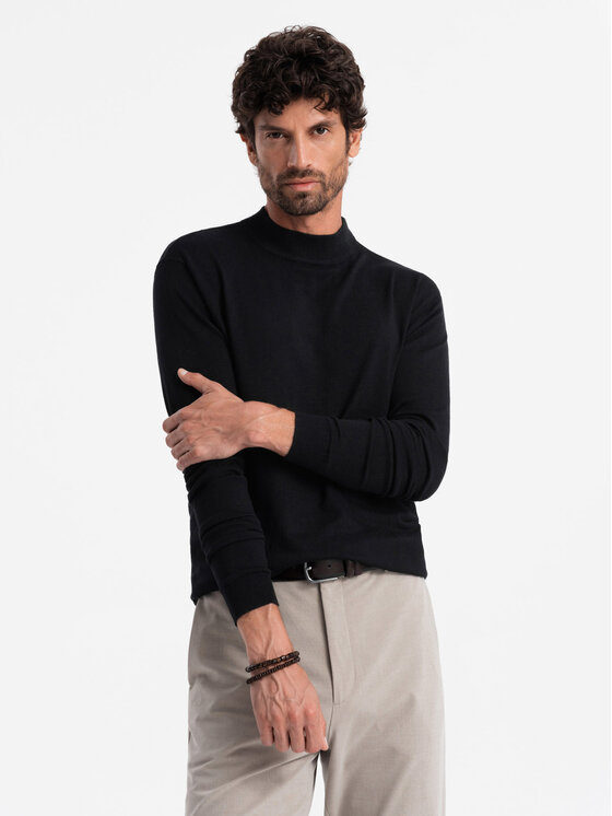 Ombre Ombre Sweter OM-SWTN-0100 Czarny Regular Fit