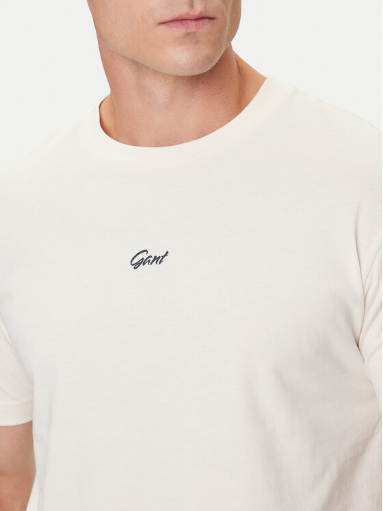 Gant Gant T-krekls Small Graphic 2003343 Écru Regular Fit