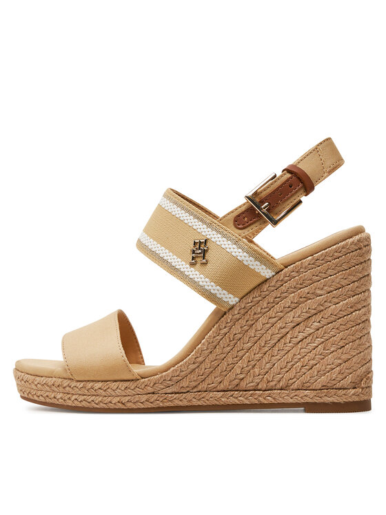 Tommy Hilfiger Tommy Hilfiger Εσπαντρίγιες Webbing High Wedge Sandal FW0FW08045 Μπεζ