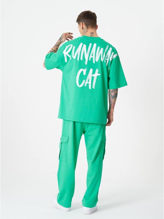 Machinist Machinist T-Shirt Koszulka Z Krótkim Rękawem Męska Oversize Zielona Machinist Runaway Cat S Zielony Oversize