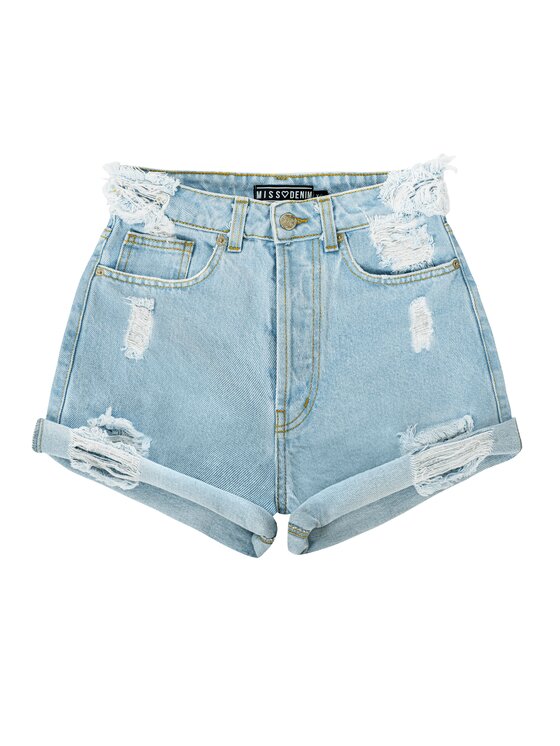 Szorty jeansowe, rozmiar M, Niebieskie, High Waist Rolled Up