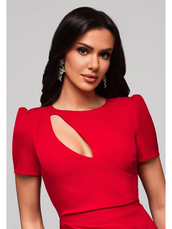Ombre Ombre Sukienka koktajlowa LA-OM-DLR150 Czerwony Regular Fit
