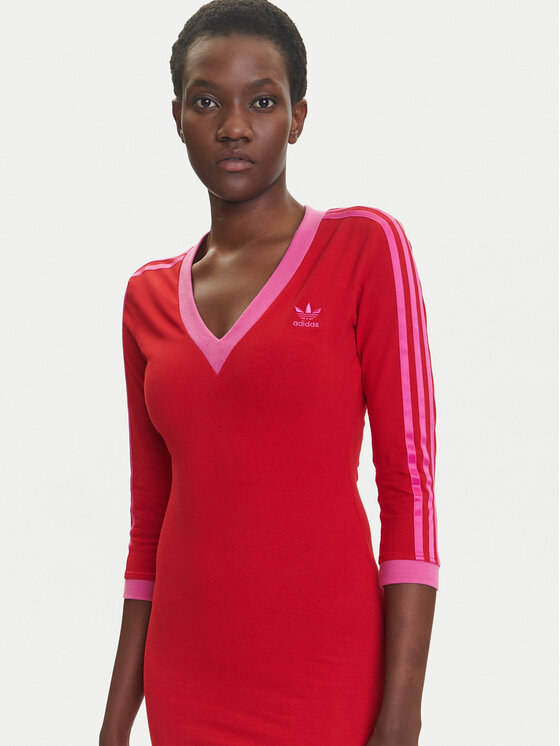 adidas adidas Každodenní šaty adicolor Classics 3-Stripes JW3668 Červená Slim Fit