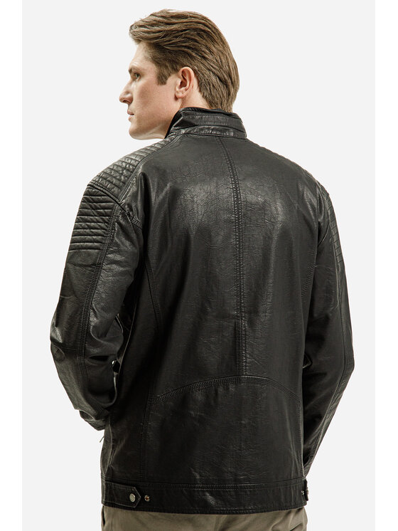 Cross Jeans Cross Jeans Kurtka skórzana 40273-020 Czarny Regular Fit