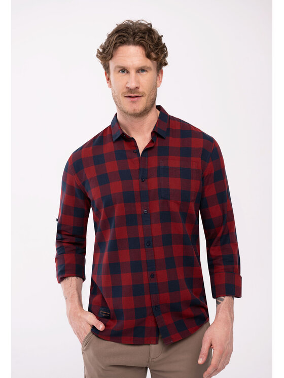Volcano Volcano Koszula M09021-W24 Czerwony Slim Fit