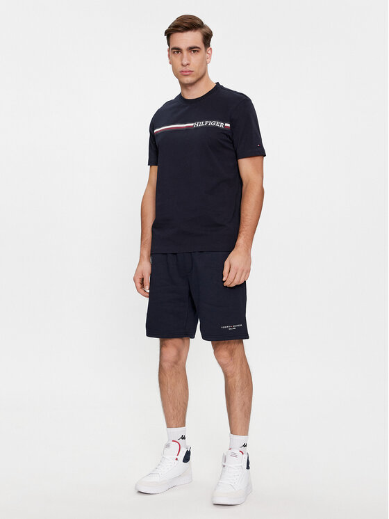 Tommy Hilfiger Tommy Hilfiger T-Shirt Monotype MW0MW33688 Granatowy Regular Fit