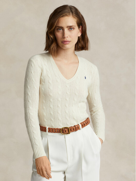 Polo Ralph Lauren Pulover 211910422001 Écru Regular Fit