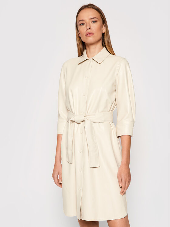 Marella Marella Šaty z imitace kůže Bronte 36260118 Béžová Regular Fit