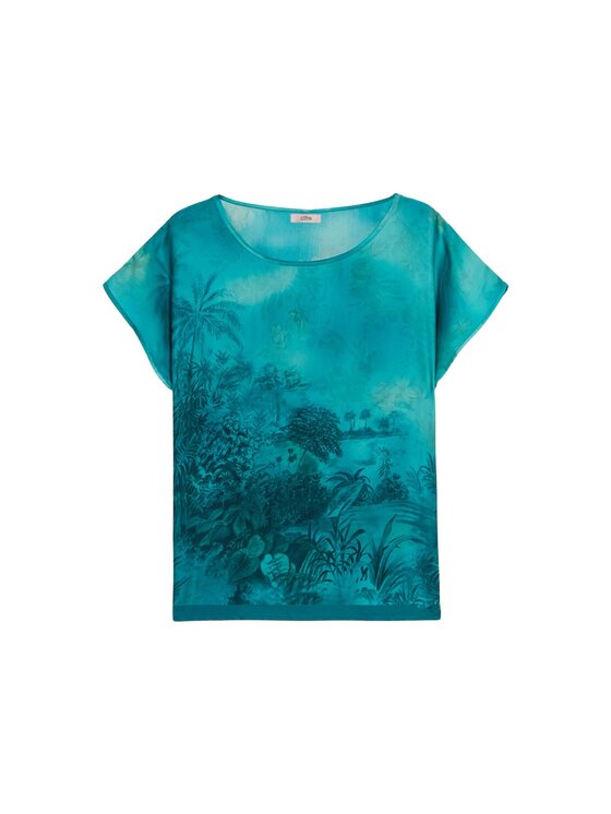 Oltre Oltre Blusa 2016J000781N0S4 Turchese Regular Fit