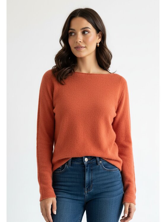 FIGL FIGL Sweter M1256 Pomarańczowy Regular Fit