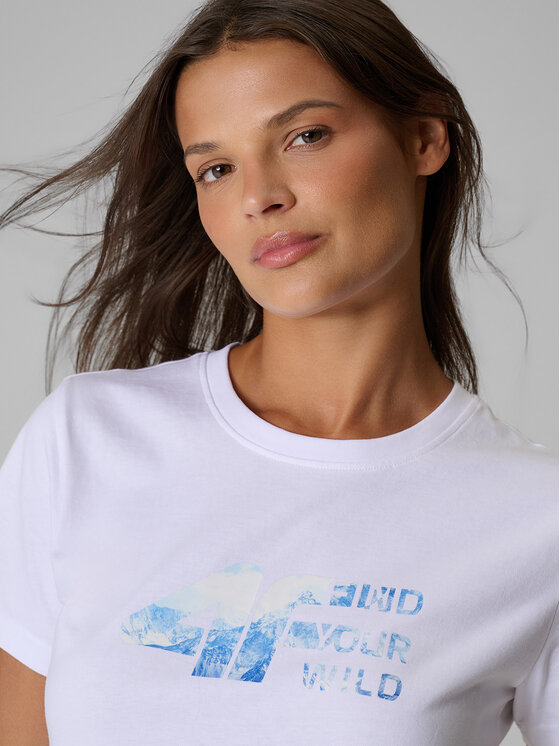 4F 4F T-Shirt TREKKING Biały Regular Fit