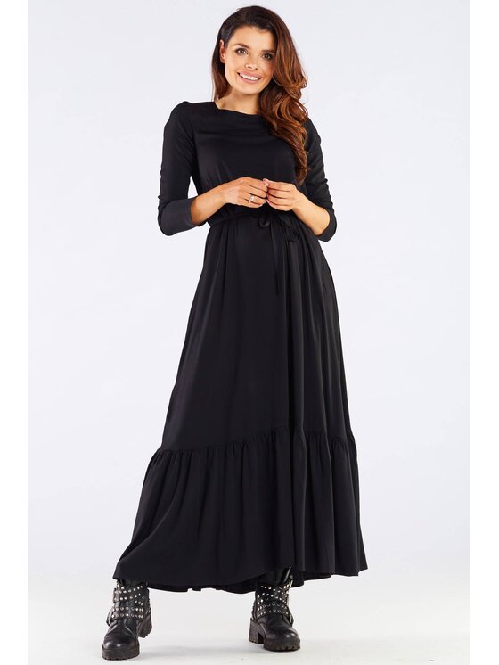 Awama Awama Vestito estivo A455 Nero Basic Fit