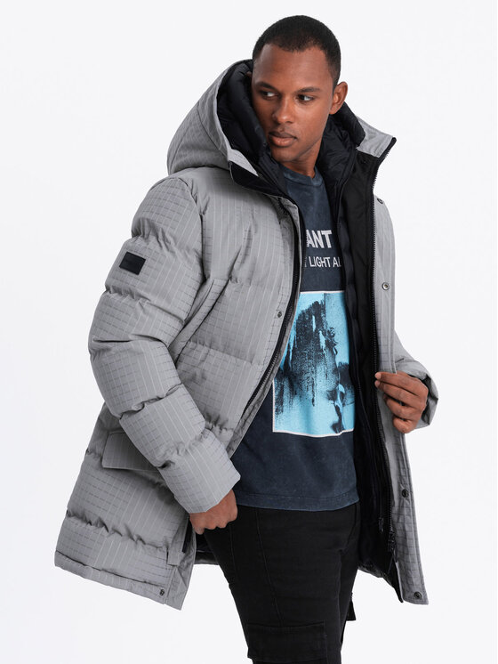 Ombre Ombre Parka OM-JALJ-0201 Szary Regular Fit