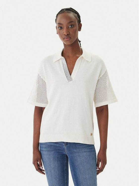 Liu Jo Sport Tricou polo TA6110 MS71G Écru Regular Fit