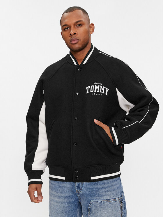 Tommy Jeans Tommy Jeans Bunda pro přechodné období Tjm Wool Varsity Bomber DM0DM17884 Černá Regular Fit