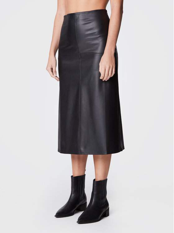 Max Mara Leisure Fustă din imitație de piele Fiuggi 37760226 Negru Regular Fit