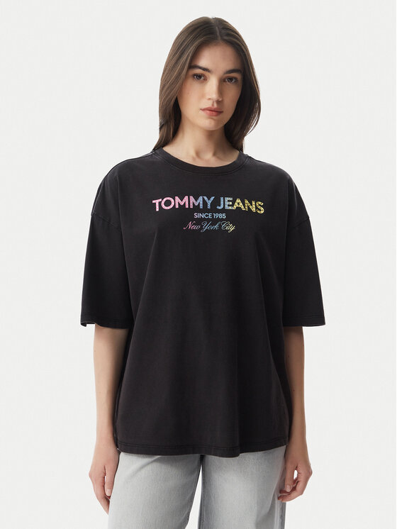 Tommy Jeans Póló DW0DW22803 Fekete Oversize