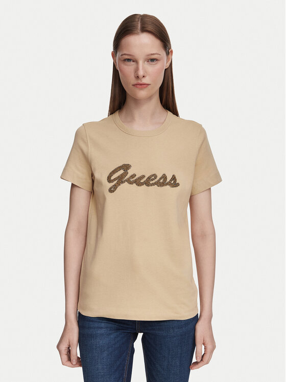 Guess Tricou W6YI29 K4348 Bej Regular Fit