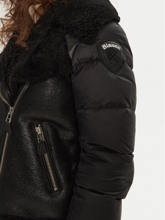 Blauer Blauer Prirodni kožuh 24WBLDL01417 Crna Regular Fit