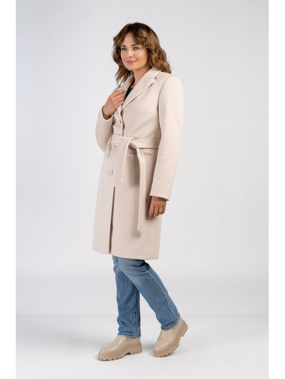 Salme Salme Vlněný kabát Mollie Écru Regular Fit
