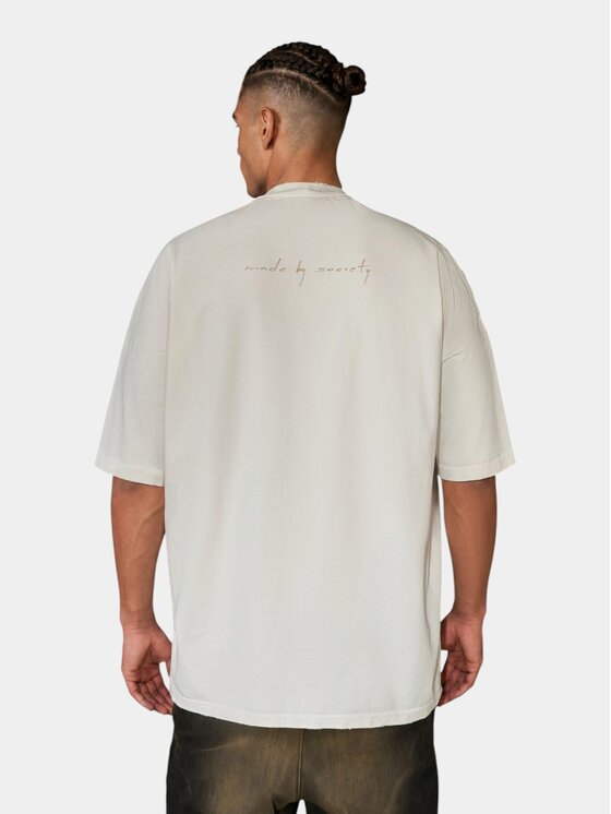 MADE BY SOCIETY MADE BY SOCIETY T-Shirt Tricou BIT-CRUSH - T17202 Biały Basic Fit